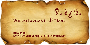 Veszelovszki Ákos névjegykártya